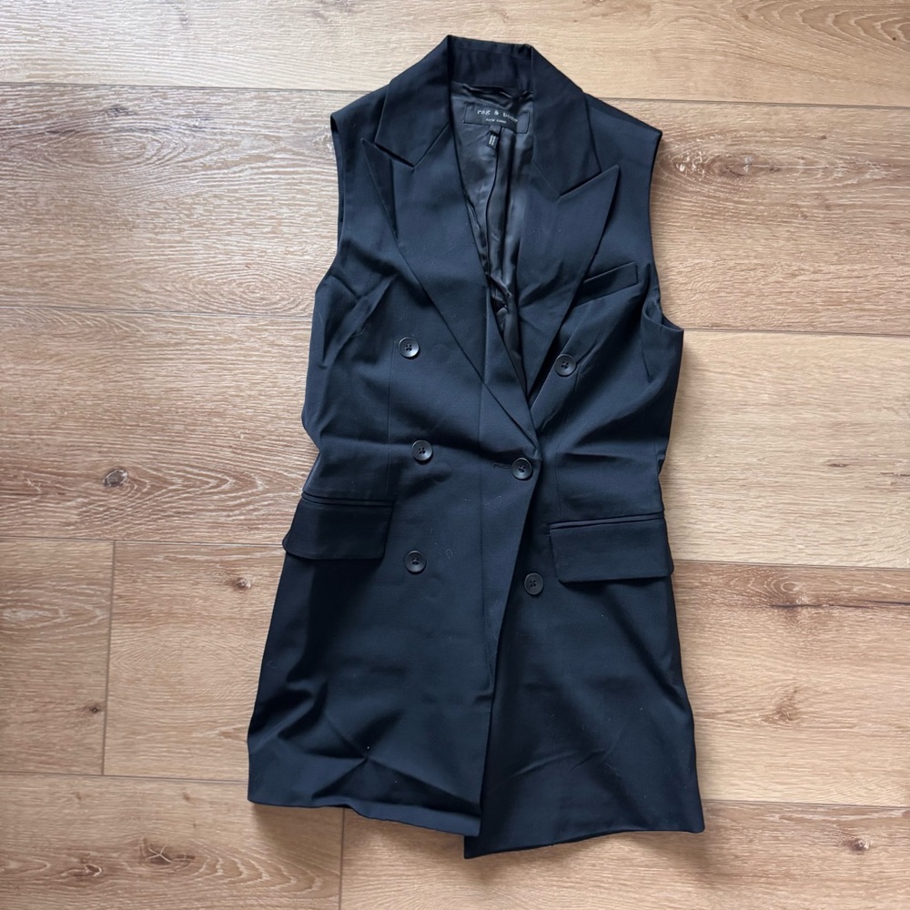 Rag & Bone Adler Double-Breasted Sleeveless Mini Dress Black Crepe Size 2